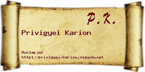 Privigyei Karion névjegykártya
